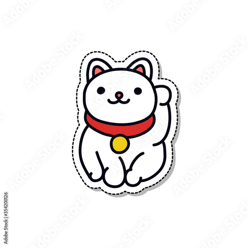 maneki neko doodle icon, vector illustration