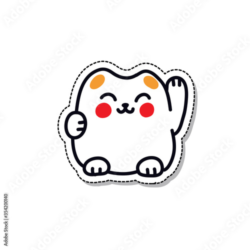 maneki neko doodle icon, vector illustration