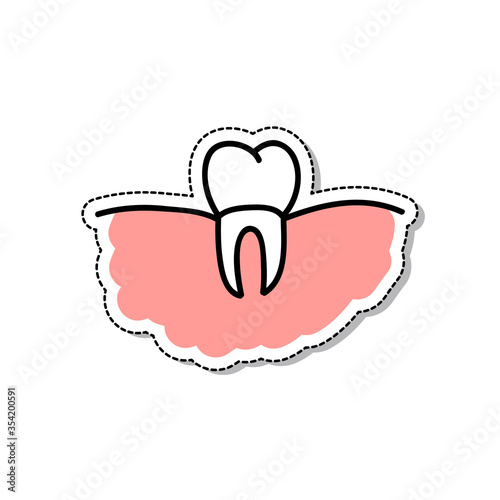 dental crown doodle icon, vector illustration