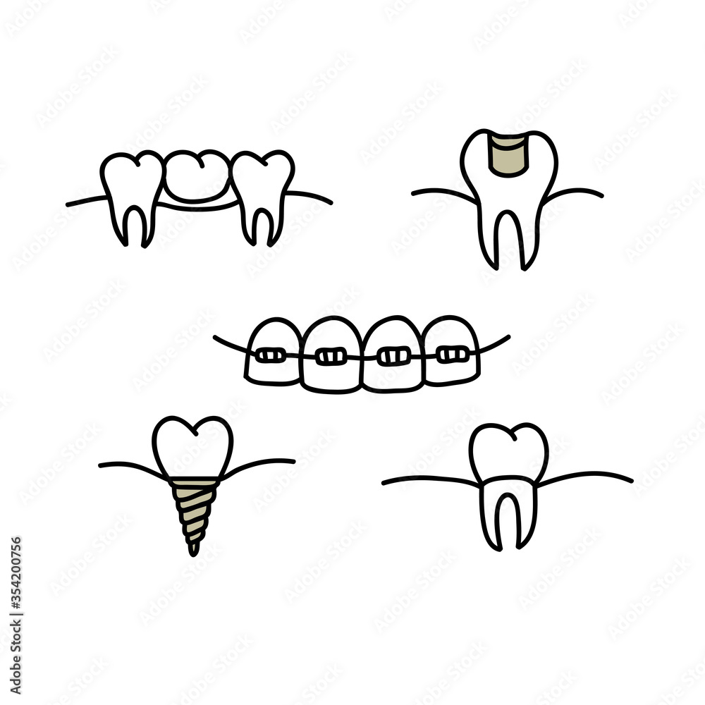 dental doodle set icons, vector illustration dental doodle set icons, vector illustration
