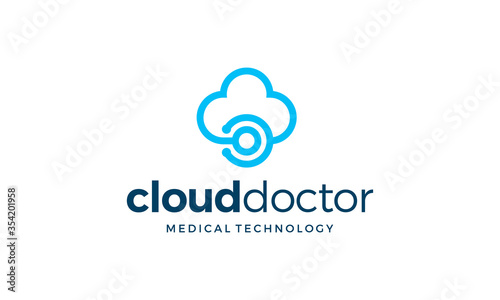 cloud doctor stethoscope logo design template