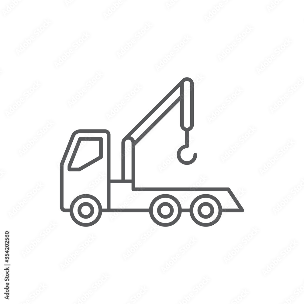 Tow truck vector icon symbol isolated on white background