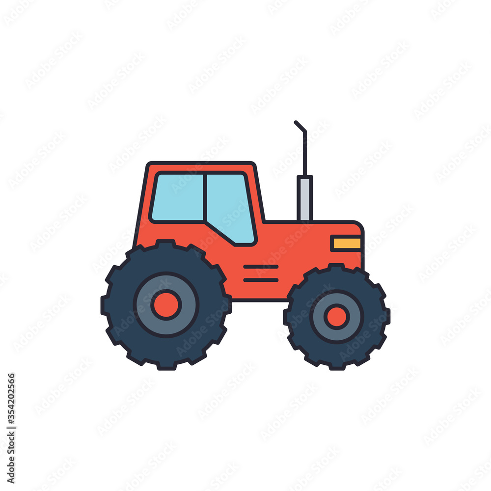 Tractor vector icon symbol harvest tool isolated on white background Tractor vector icon symbol harvest tool isolated on white background