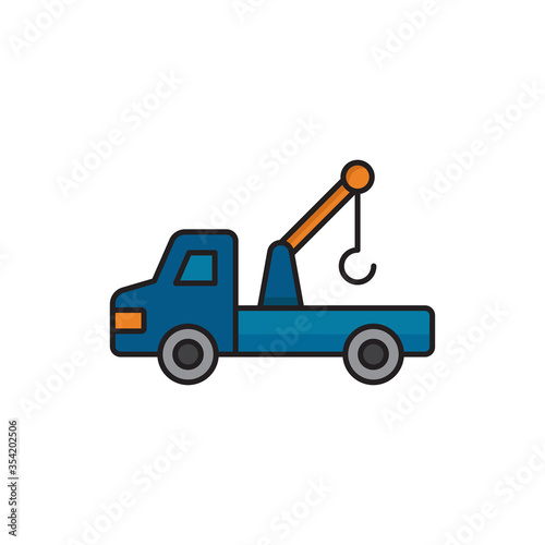 Tow truck vector icon symbol isolated on white background