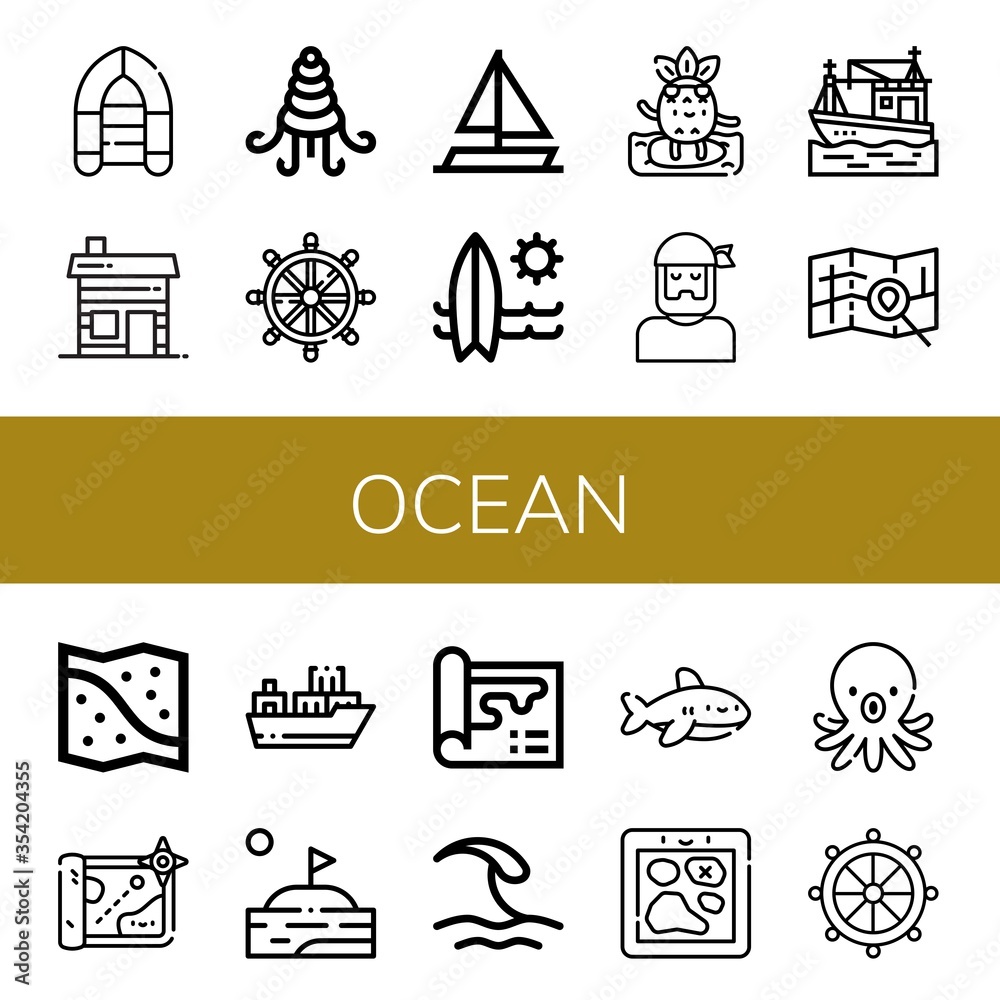 ocean simple icons set