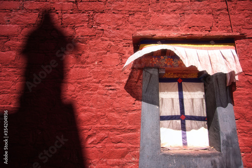 window in the old brick wall