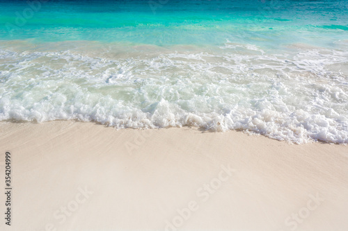 Sea shore on the Caribbean beach in the Area Hoteleria in Cancun.