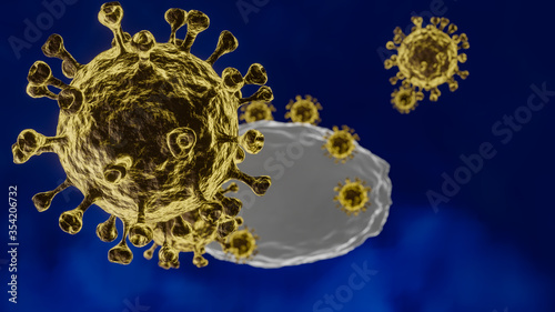 Corona virus with white blood cell. 