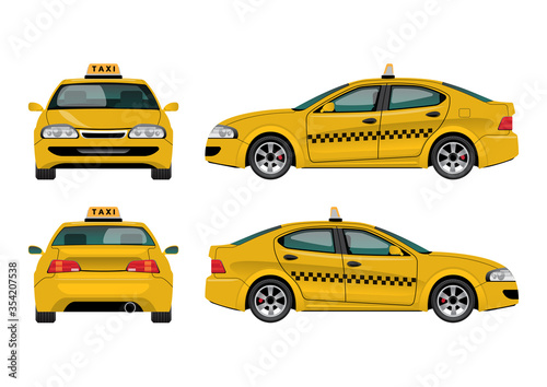 VECTOR EPS10 - yellow taxi car  isolated on white background.