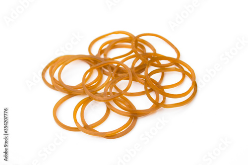 Rubber band or plastic band isolated on white background.
