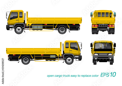 VECTOR EPS10 - open cargo yellow truck, isolated on white background, can edit color in layer name " body color".