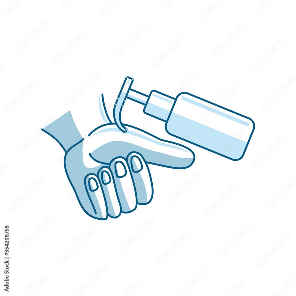 Washing hand with sanitizer liquid soap vector icon Hygiene Washing hand with sanitizer liquid soap vector icon Hygiene