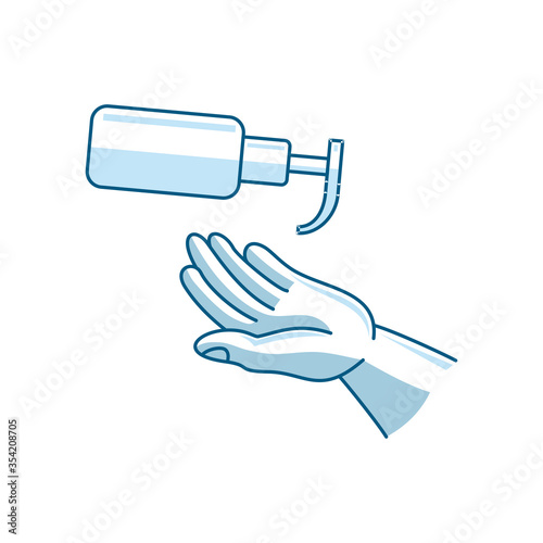 Washing hand with sanitizer liquid soap vector icon Cleaning