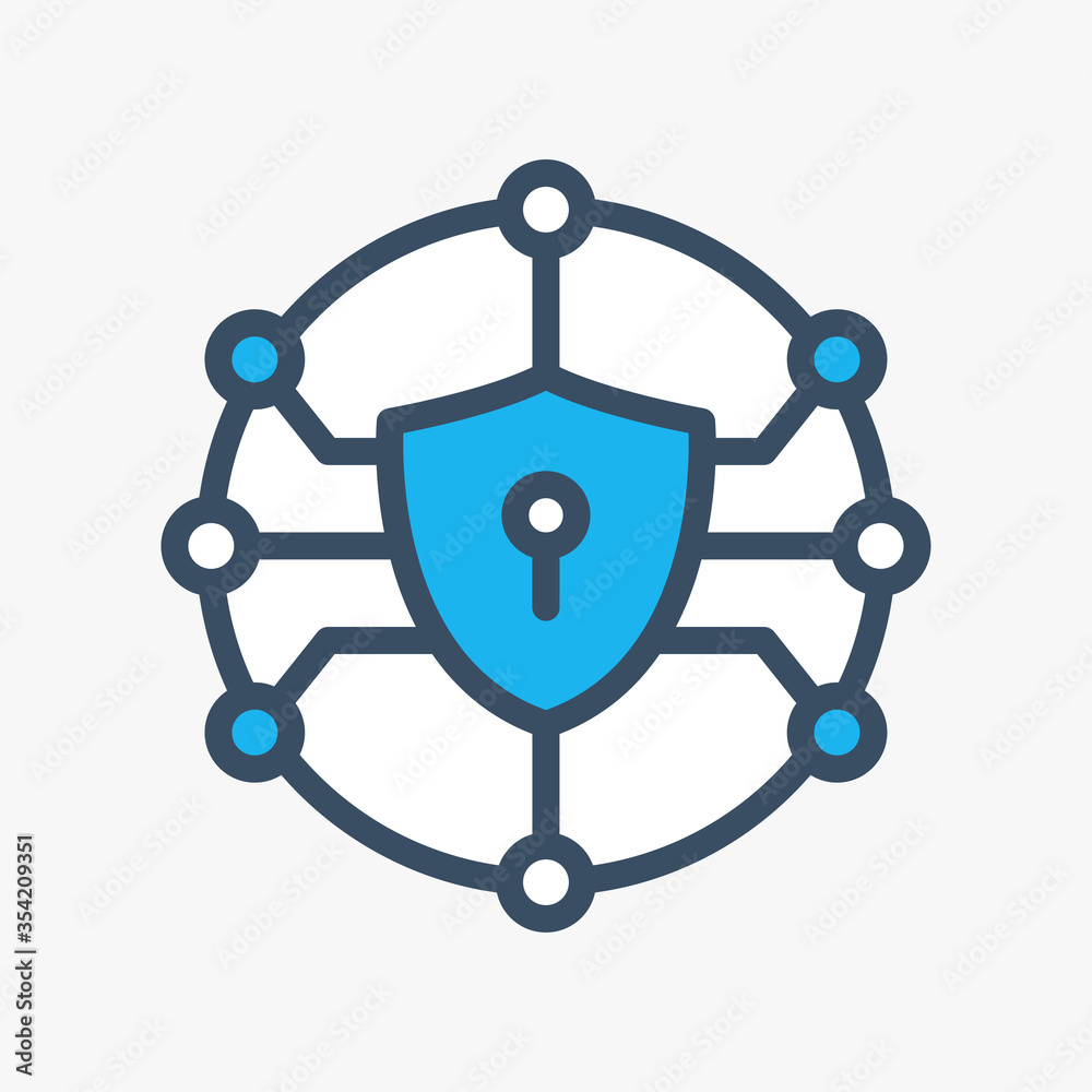 Network security icon designed in a flat style