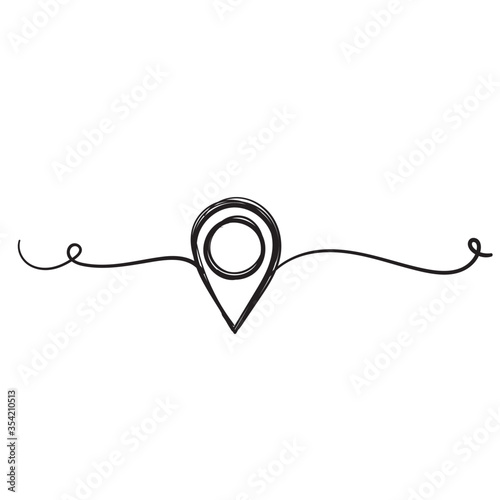 handdrawn Coordinates Location Point Gps doodle icon vector isolated