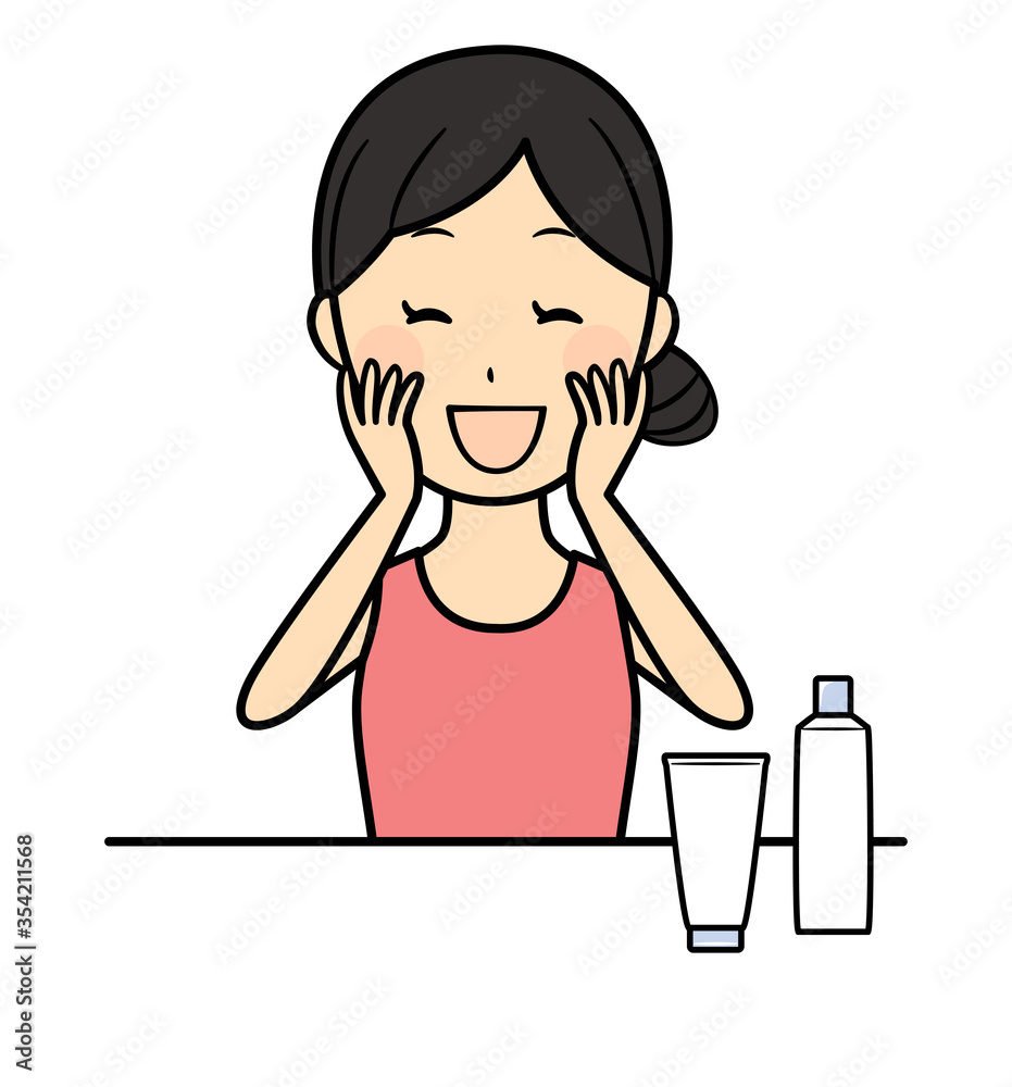 illustration of lady and skin care illustration of lady and skin care