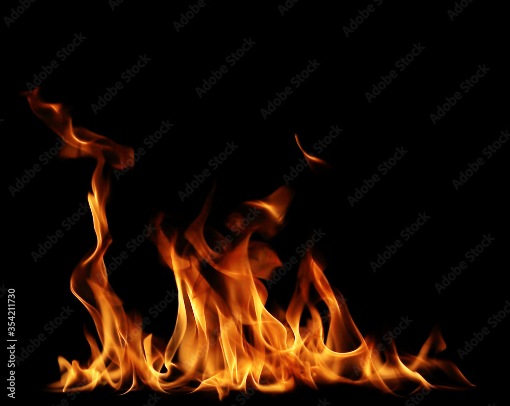 Fire flames black background