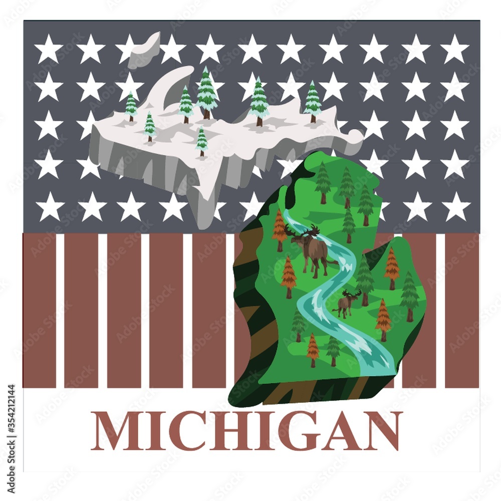 Fototapeta premium Michigan state map