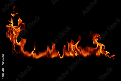 Fire flames on a black background