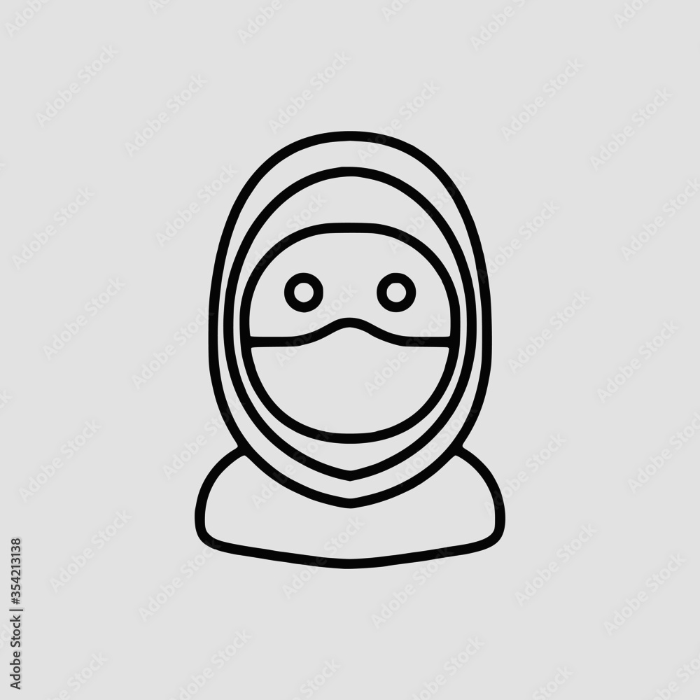 Vector Illustration of A Muslim Woman Icon | Vector Line Icon | Covid Avatars Vector Icon | Single Vector Icon Vector Illustration of A Muslim Woman Icon | Vector Line Icon | Covid Avatars Vector Icon | Single Vector Icon