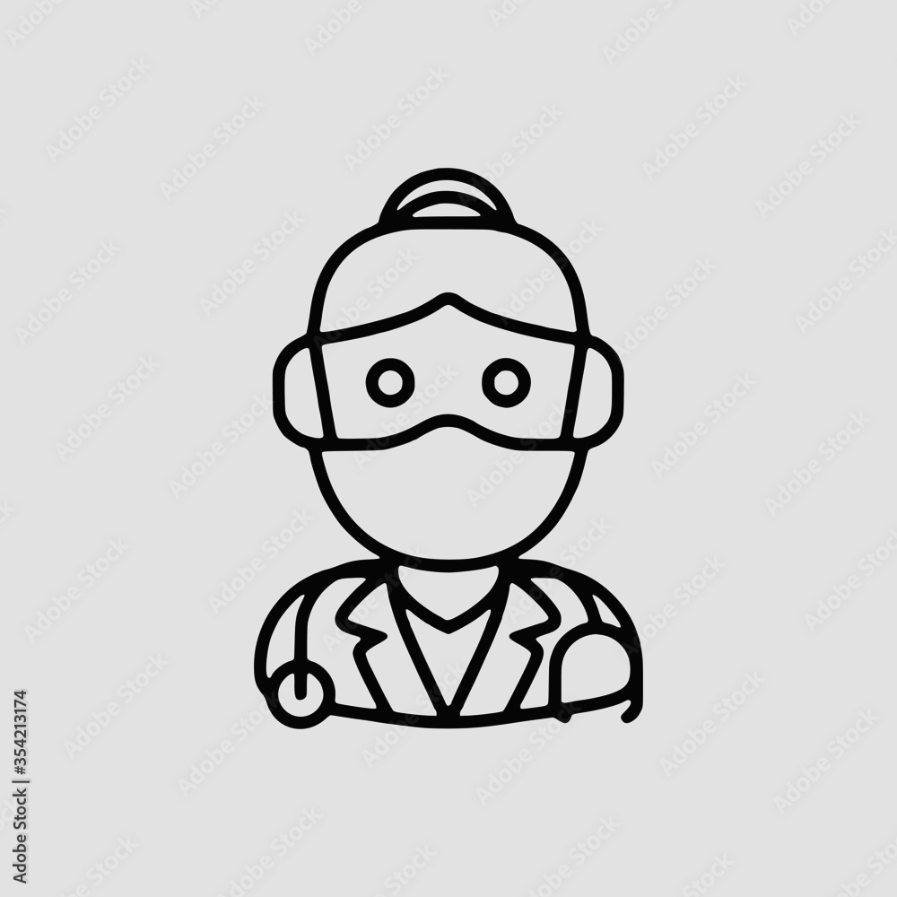 Vector Illustration of A Young Lady Doctor Icon | Vector Line Icon | Covid Avatars Vector Icon | Single Vector Icon Vector Illustration of A Young Lady Doctor Icon | Vector Line Icon | Covid Avatars Vector Icon | Single Vector Icon