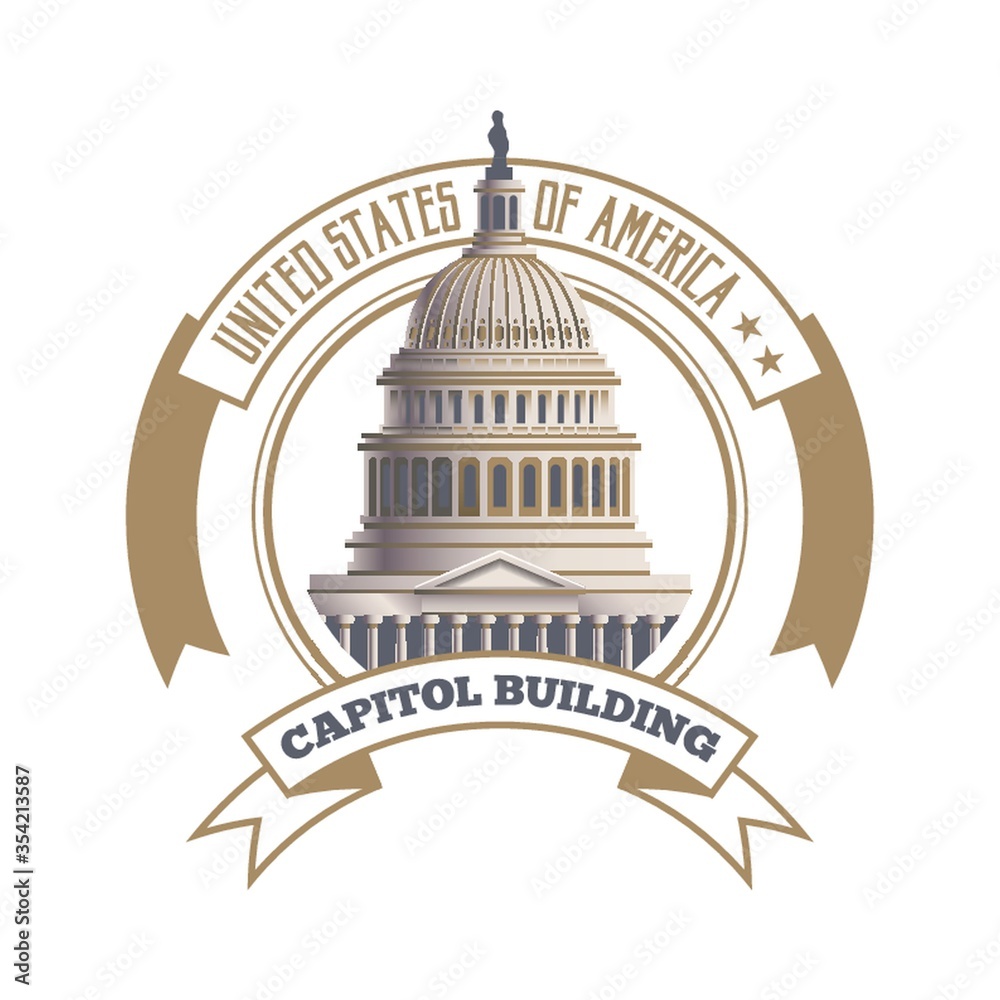 USA capitol building label