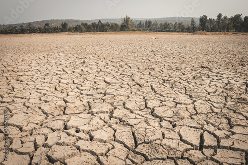 Ground cracks drought crisis environment background.