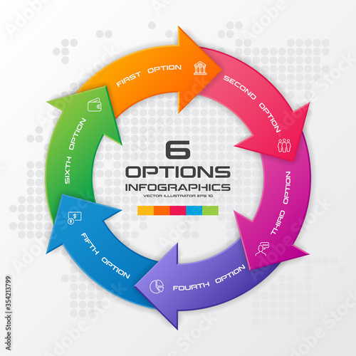 6 steps arrow infographic element,Business concept,Vector illustration.