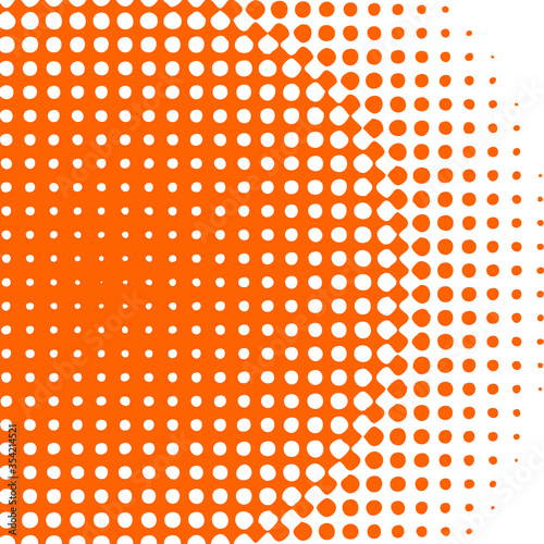 Polka dot pop art halftone pattern. Orange dots on white background