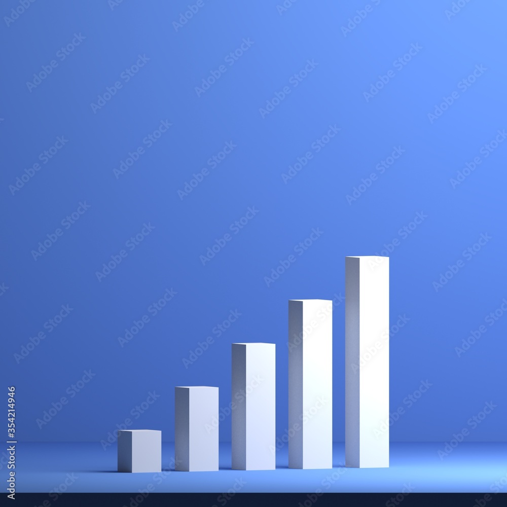business growup chart bar concept. Finance growth vision stretching rising up. Return on investment ROI. increase profit margin revenue concept to success with 3D rendered style illustration
