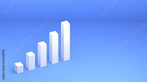 business growup chart bar concept. Finance growth vision stretching rising up. Return on investment ROI. increase profit margin revenue concept to success with 3D rendered style illustration