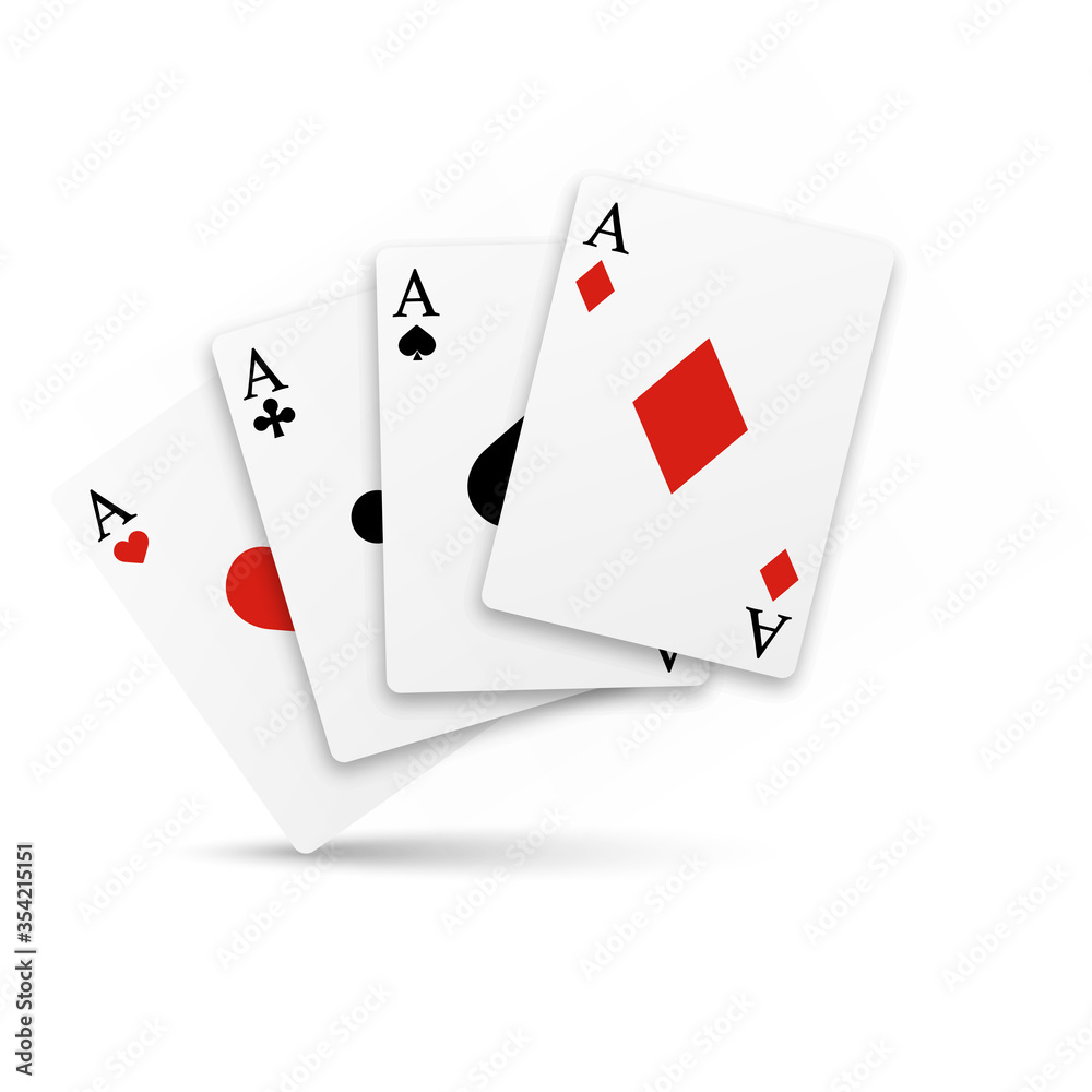 Obraz premium Set of four of a kind aces playing cards. Realistic vector