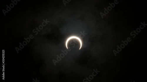 Closeup view of the annular solar eclipse nearing its totality