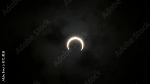 Closeup view of the annular solar eclipse nearing its totality photo