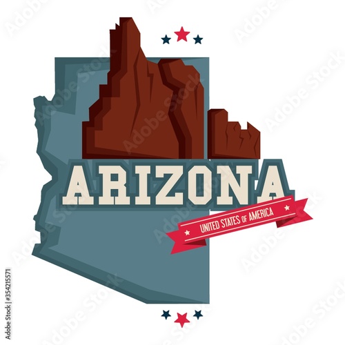 Arizona map with grand canyon