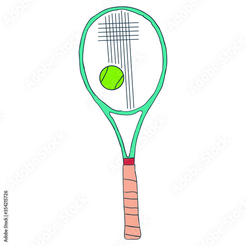 a tennis racket and a ball sport vector illustration