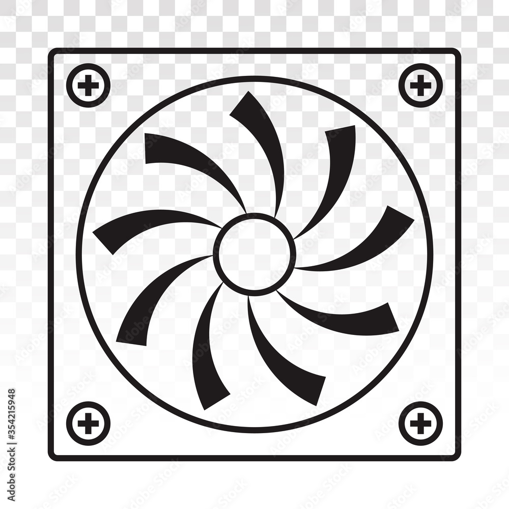 PC fan / computer fan line art icons for apps or website PC fan / computer fan line art icons for apps or website