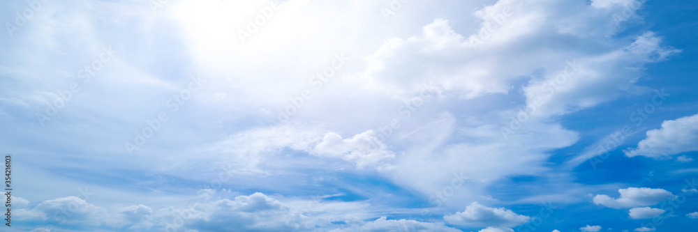 Beautiful blue sky cloudsfor background. Panorama of sky.