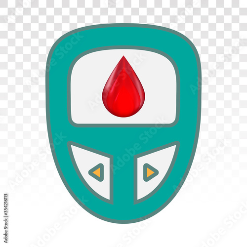 Blood glucose test kit / diabetes tester kit - flat colour icon for apps and websites