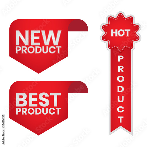 New product, Hot product and Best product ribbon banner label icon for websites