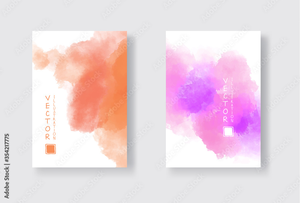 Set of bright colorful vector watercolor background