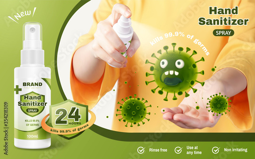 Ad template of hand sanitizer spray