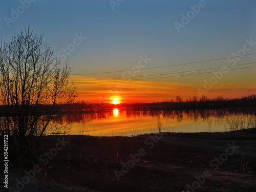 sunset over the river