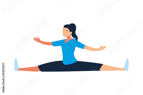 woman doing stretching exercises at home