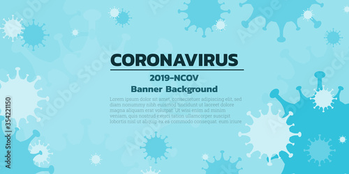 Abstract coronavirus in blue theme for covid-19 presentation background.