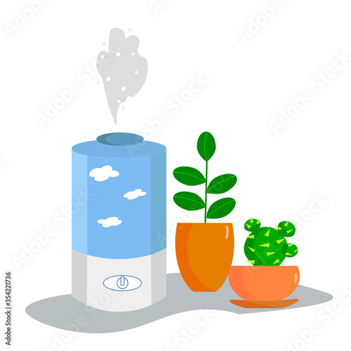 Air humidifier. Flat vector illustration. climate control for home.