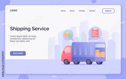 Shipping Service campaign concept for website template landing or home page website.modern flat cartoon style.