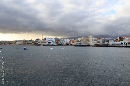 El Medano panorama with hotels, Atlantic Ocean and dark clouds on Canary Island Tenerife, Spain © johannes86