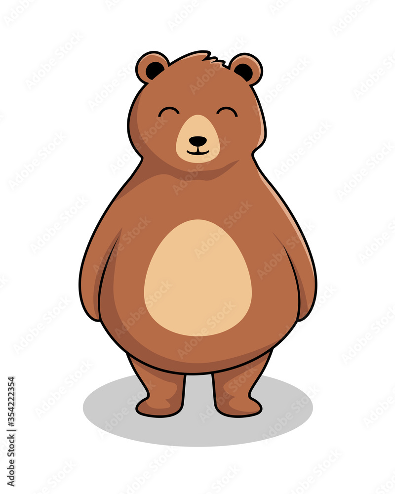 Bear Cartoon Cute Honey Bear Standing Stock Vector | Adobe Stock