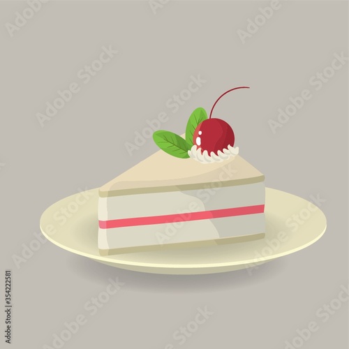 Cake slice with cherry on top